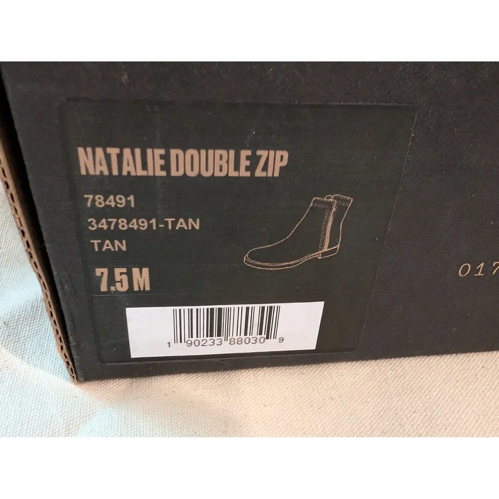 Frye Natalie Double Zip Tan Leather Ankle Boots 78491 7.5M